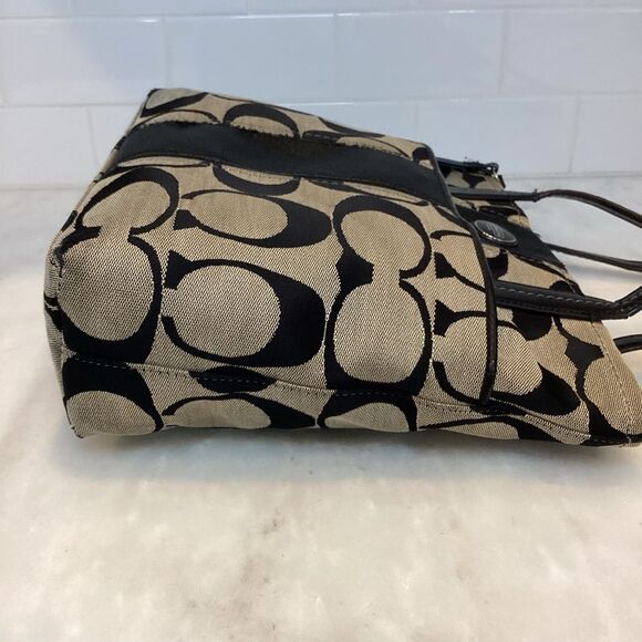 Coach Jacquard Signature Logo Striped Tote - Picture 7 of 16